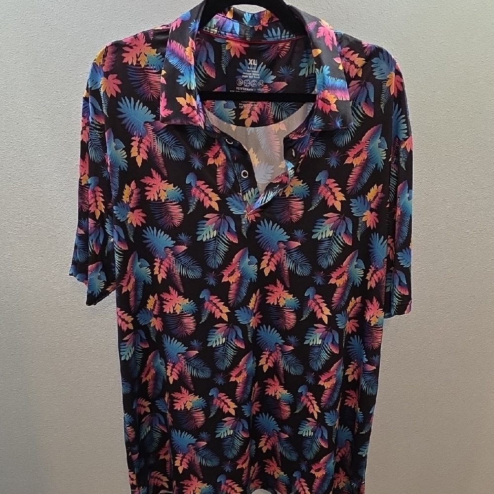 Mens Floral Print Polo